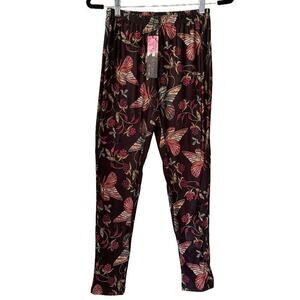 Floral Butterflies on Black Leggings, NWT, Size Small
